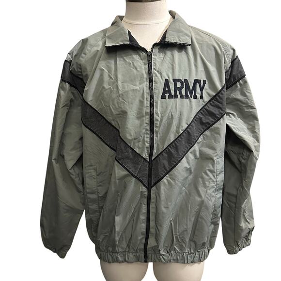 Vintage 1990 Skilcraft Gray/Black ARMY Reflective Lined, Windbreaker Jacket- L - Picture 1 of 10